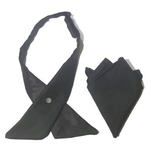 Black Satin Continental Tie and Pocket Square Set