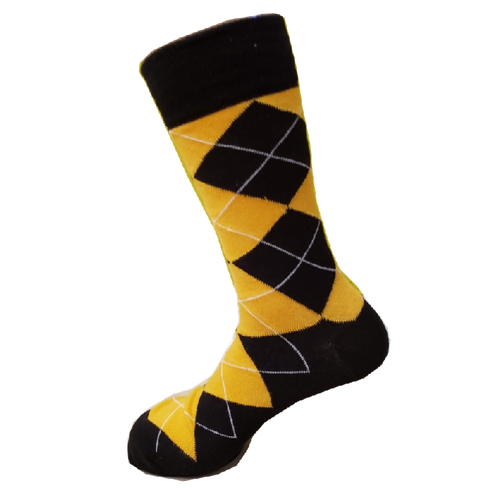 Black and Gold Argyle Socks