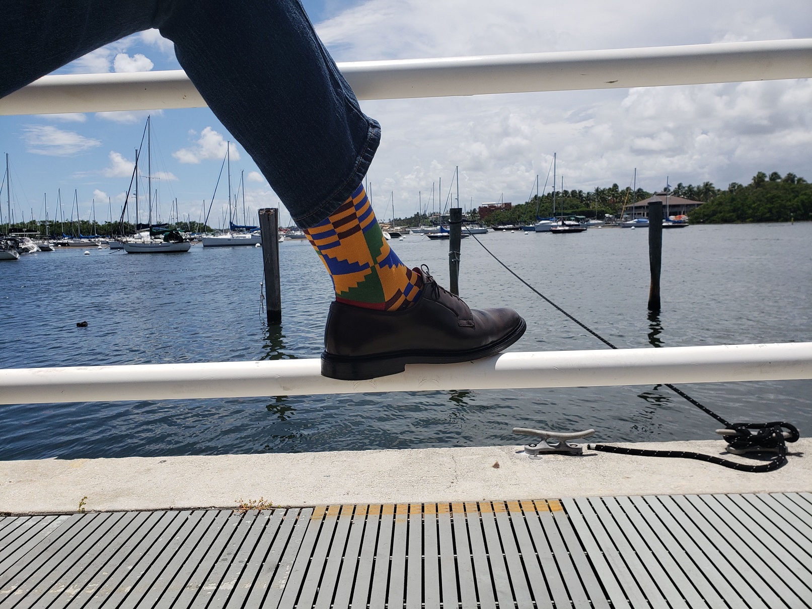 Yellow, Blue, Green, Wheel Kente Socks - Image 2