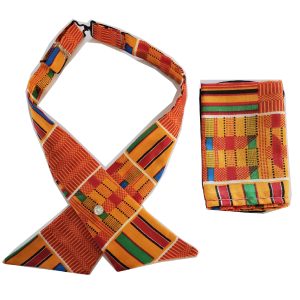 Orange Kente Tie and Pocket Square Set