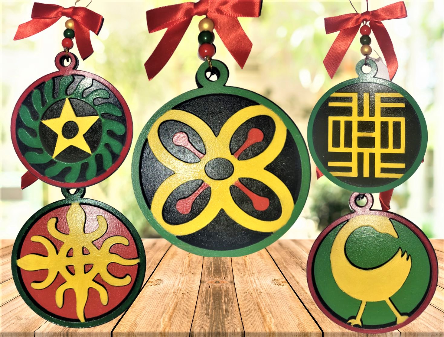 Colorful African Inspired Ornament - Set of Five