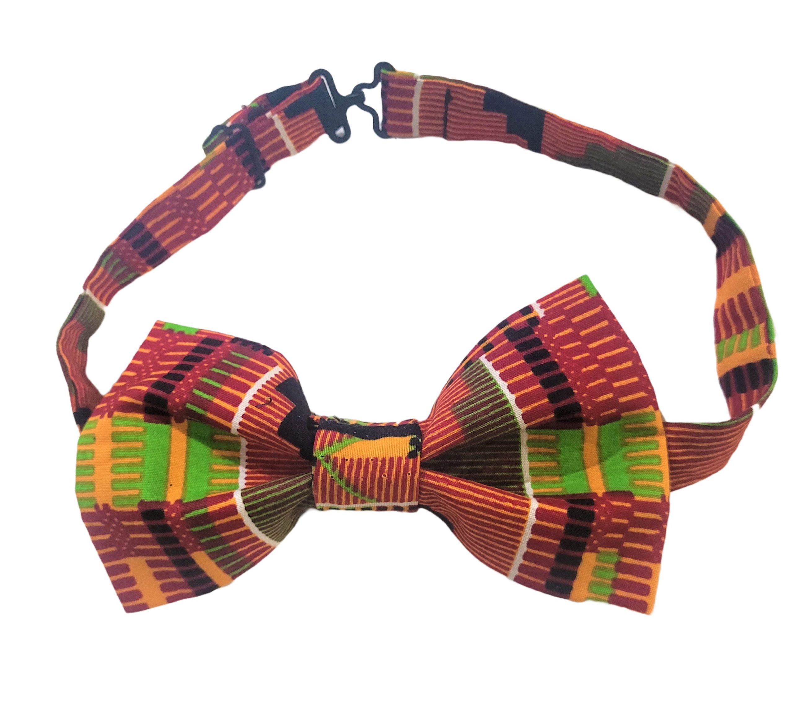 Orange, Green, Black Kente Bow Tie