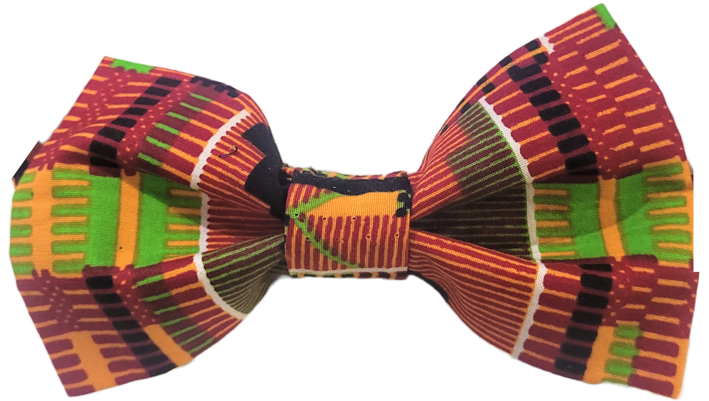 Orange, Green, Black Kente Bow Tie - Image 2