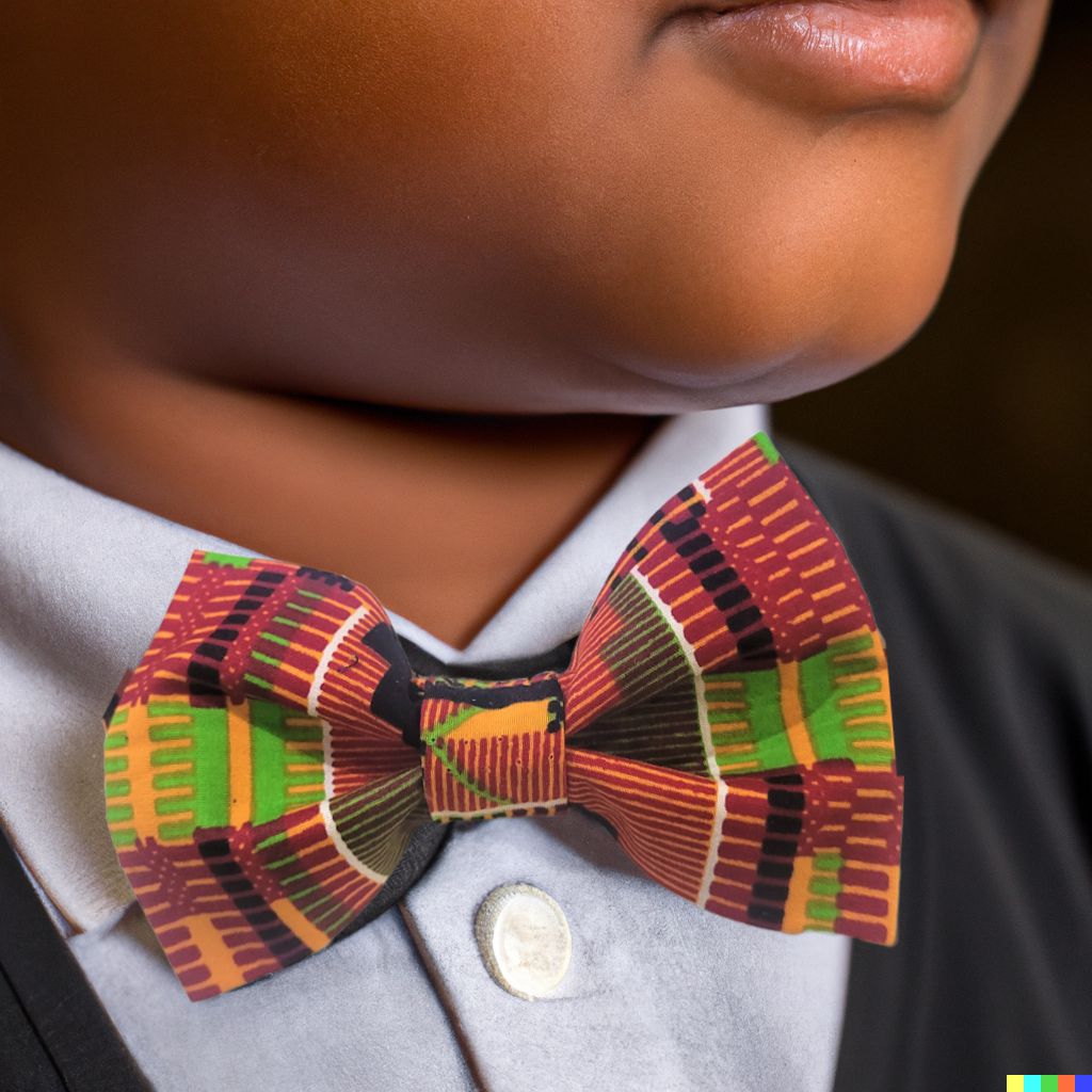 Orange, Green, Black Kente Bow Tie - Image 4