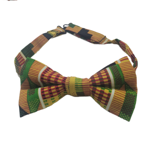 Dark Yellow, Green Kente Bow Tie